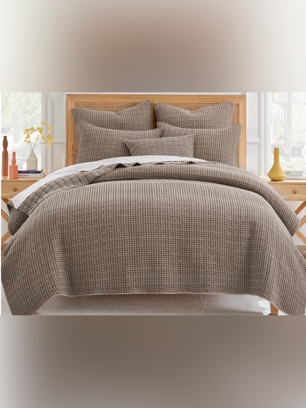 Levtex Home Mills Waffle King/ Cal King Quilt (106x92in)- Cocoa 100% cotton